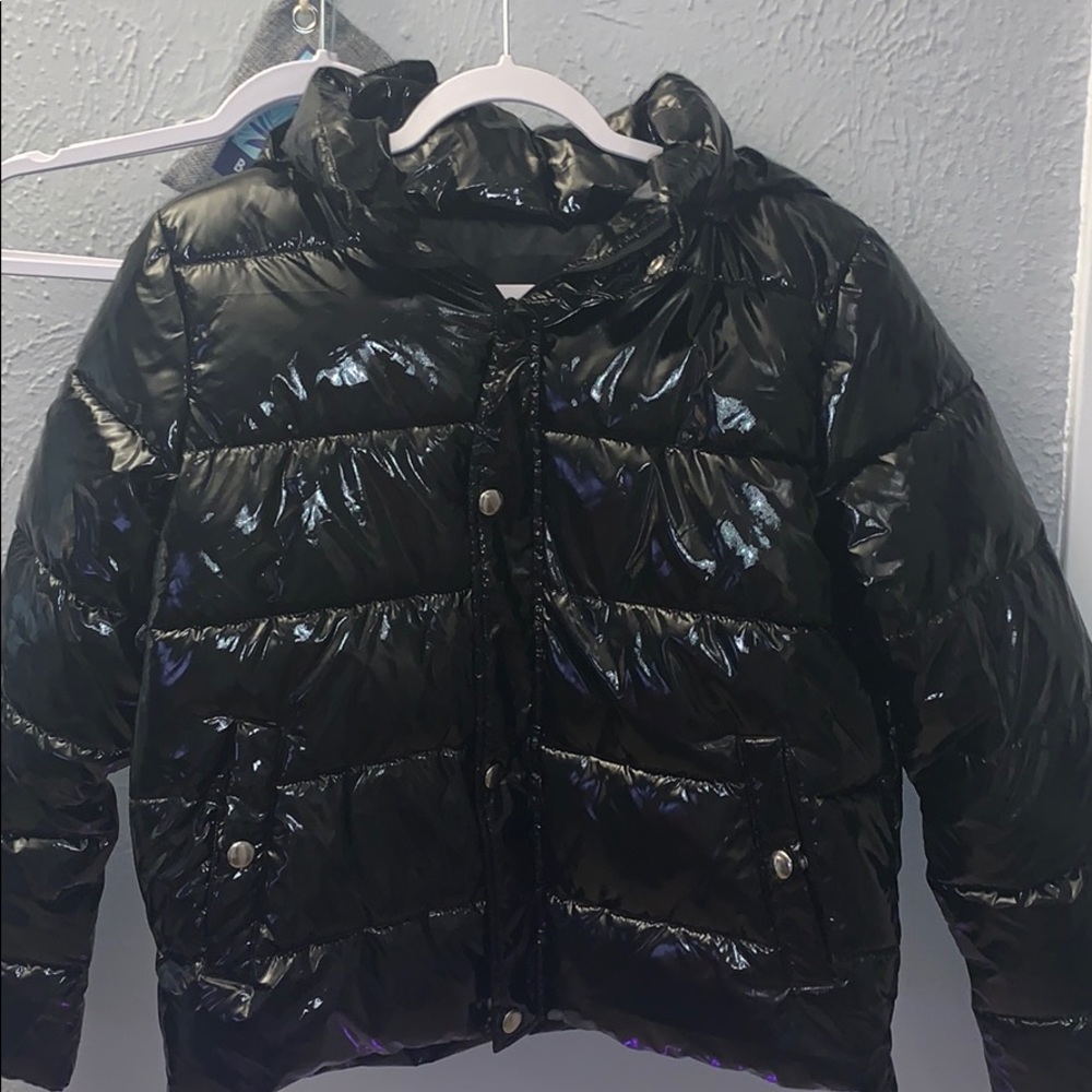 Shiny puffer coat